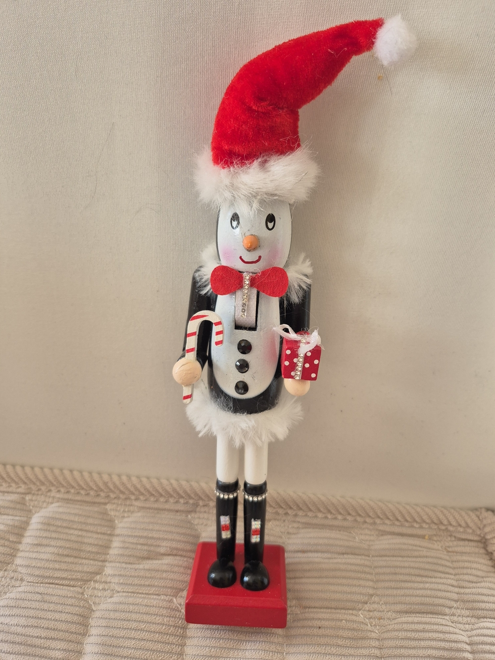 Holiday Penguin Nutcracker Figure - Red and Black